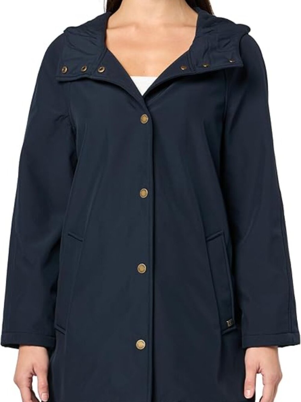 Tommy Hilfiger Navy Hooded Snap-Front Raincoat with Warmth NWT Small